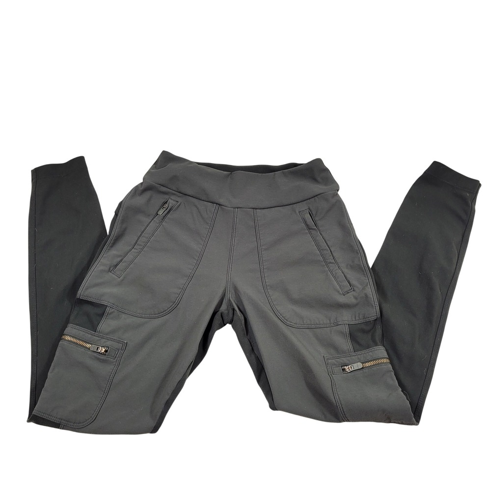 Athleta Cargo Leggings Womens 4 Gray Excellent Zipper Pockets Hiking Utility